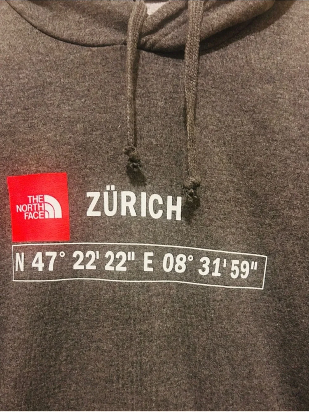 The North Face Men's Zurich Pullover Hoodie in Charcoal Gray with Red Logo